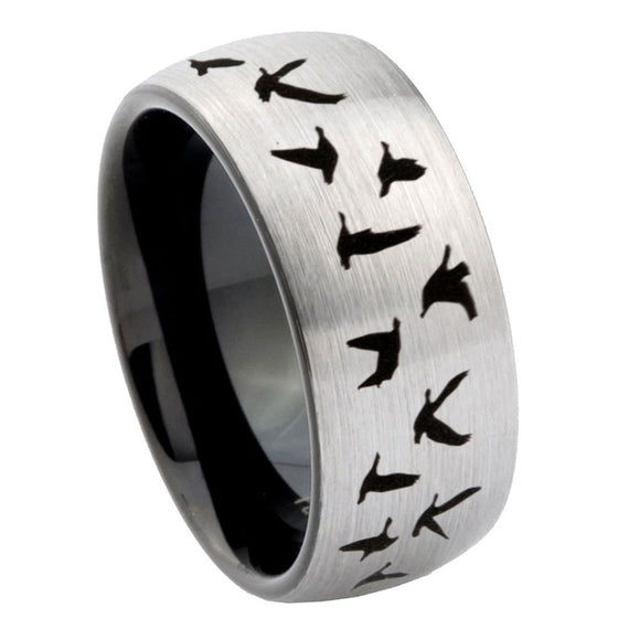 8mm-Flying-Geese-Hunting-Dome-Tungsten-Carbide-Silver-Black-Wedding-Band-Mens