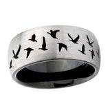 8mm-Flying-Geese-Hunting-Dome-Tungsten-Carbide-Silver-Black-Wedding-Band-Mens