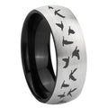 10mm Flying Geese Hunting Dome Tungsten Carbide Silver Black Engagement Ring