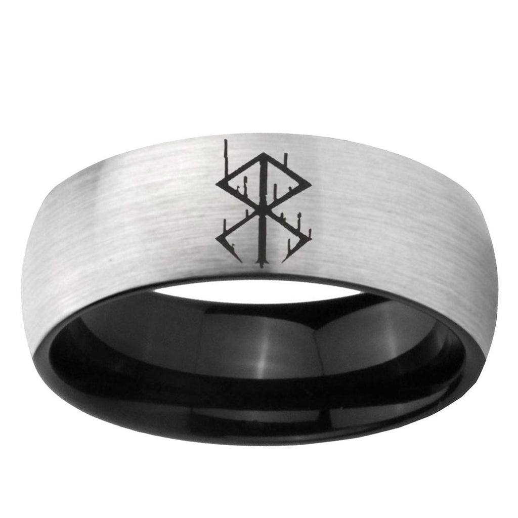 6mm Stigma Sangrando Berserk Inspired Two-Tone Classic Dome Gray Black Tungsten Promise Ring