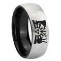 8mm Zelda Link Two-Tone Classic Dome Gray Black Tungsten Promise Ring