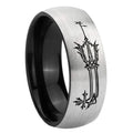 8mm Geekery Oathkeeper Kingdom Hearts Two-Tone Classic Dome Gray Black Tungsten Promise Ring