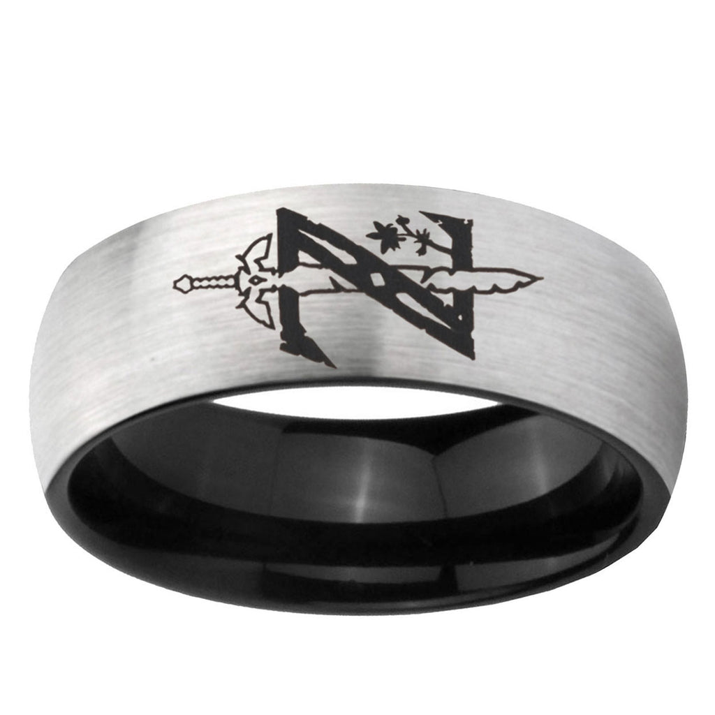 6mm Zelda Breath Of The Wild Two-Tone Classic Dome Gray Black Tungsten Promise Ring