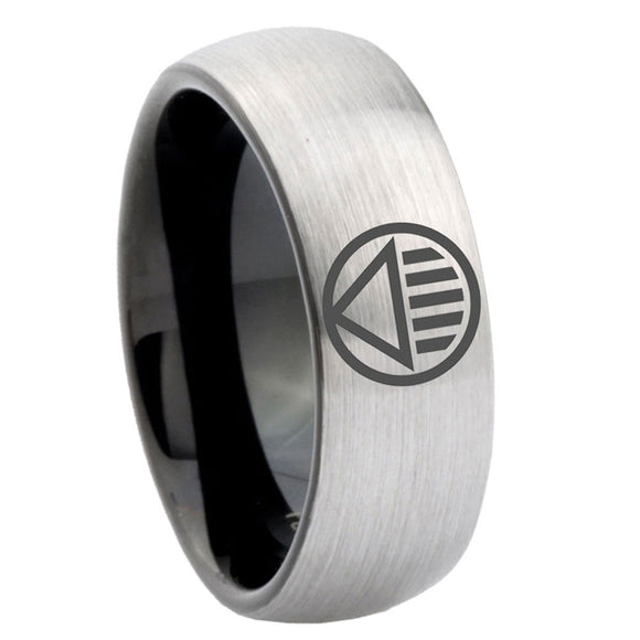 8mm Black Lantern Dome Silver Durable Men's Wedding Bands