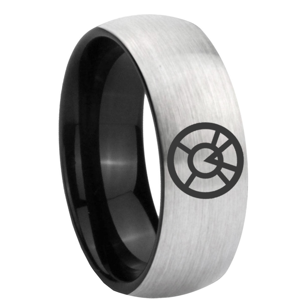 8mm Orange lantern Two-Tone Classic Dome Gray Black Tungsten Promise Ring