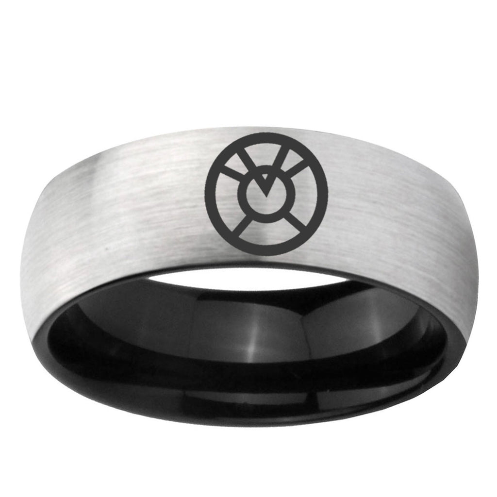 6mm Orange lantern Two-Tone Classic Dome Gray Black Tungsten Promise Ring