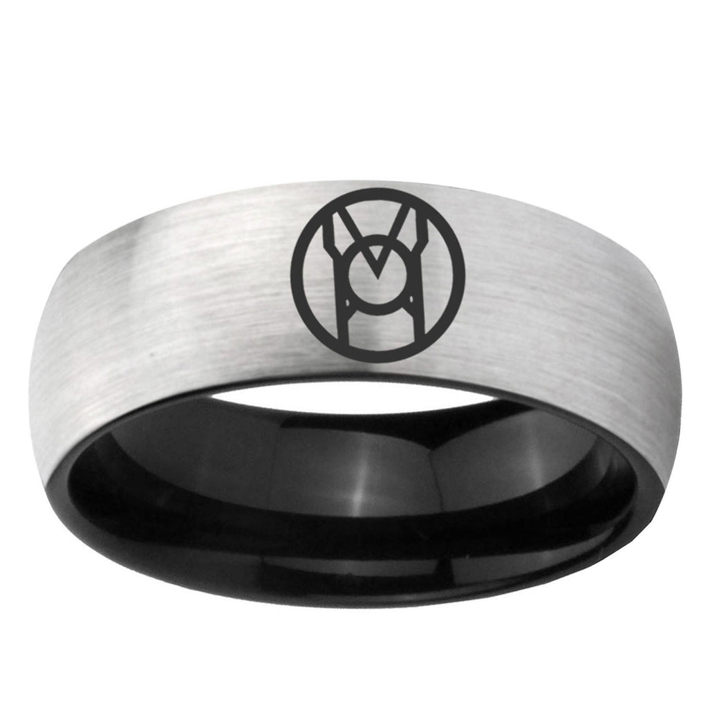 6mm Larfleeze Green Lantern Two-Tone Classic Dome Gray Black Tungsten Promise Ring