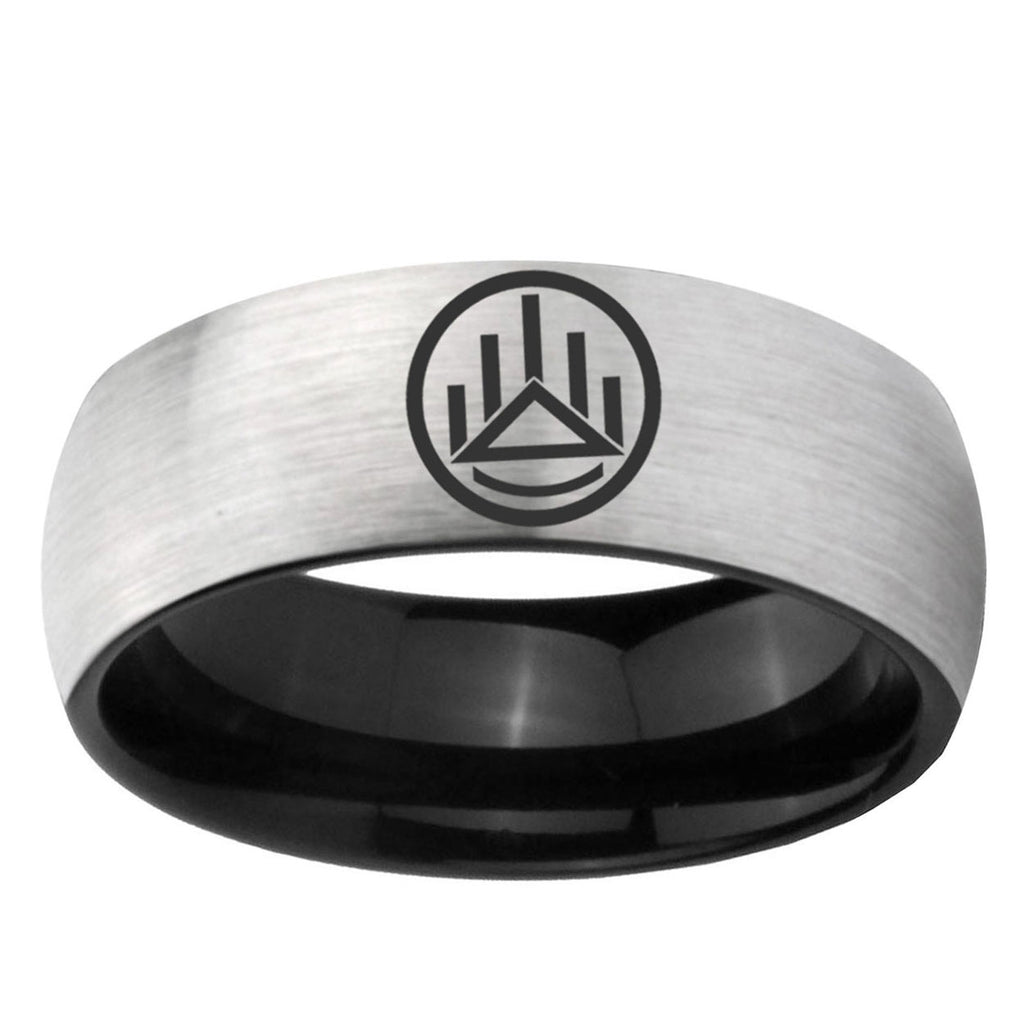 6mm Silver Lantern Two-Tone Classic Dome Gray Black Tungsten Promise Ring