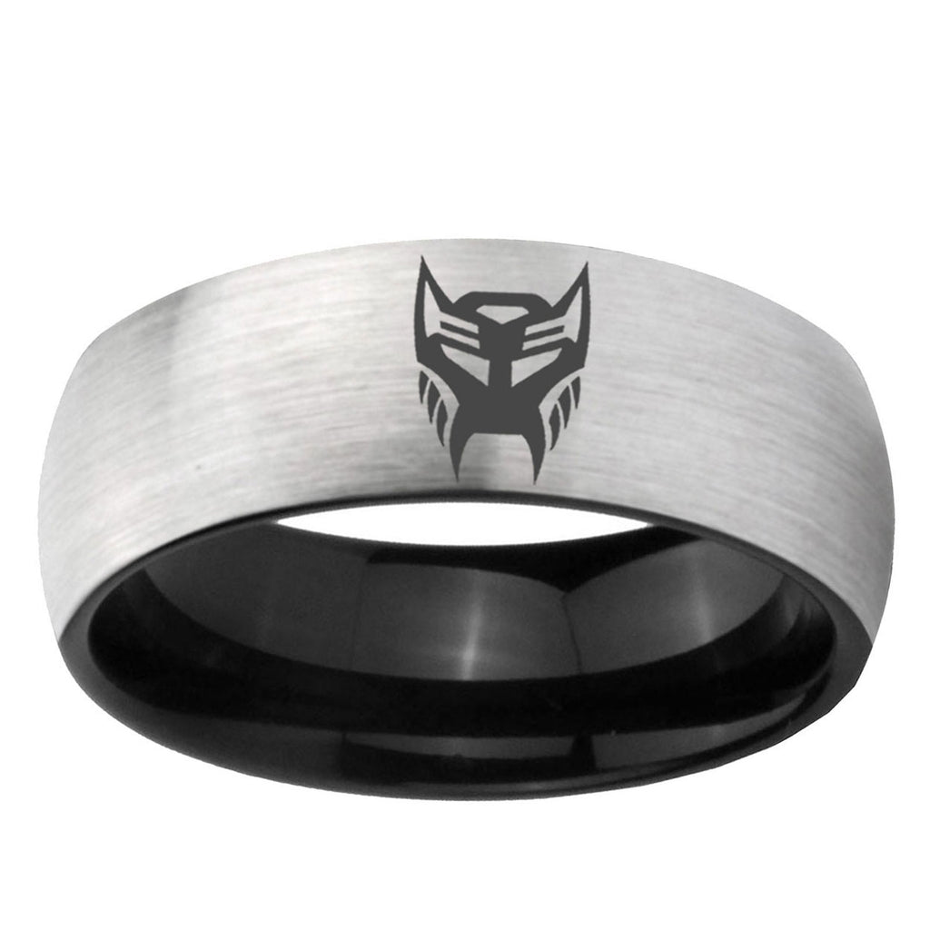 6mm Transformers Insignias Two-Tone Classic Dome Gray Black Tungsten Promise Ring