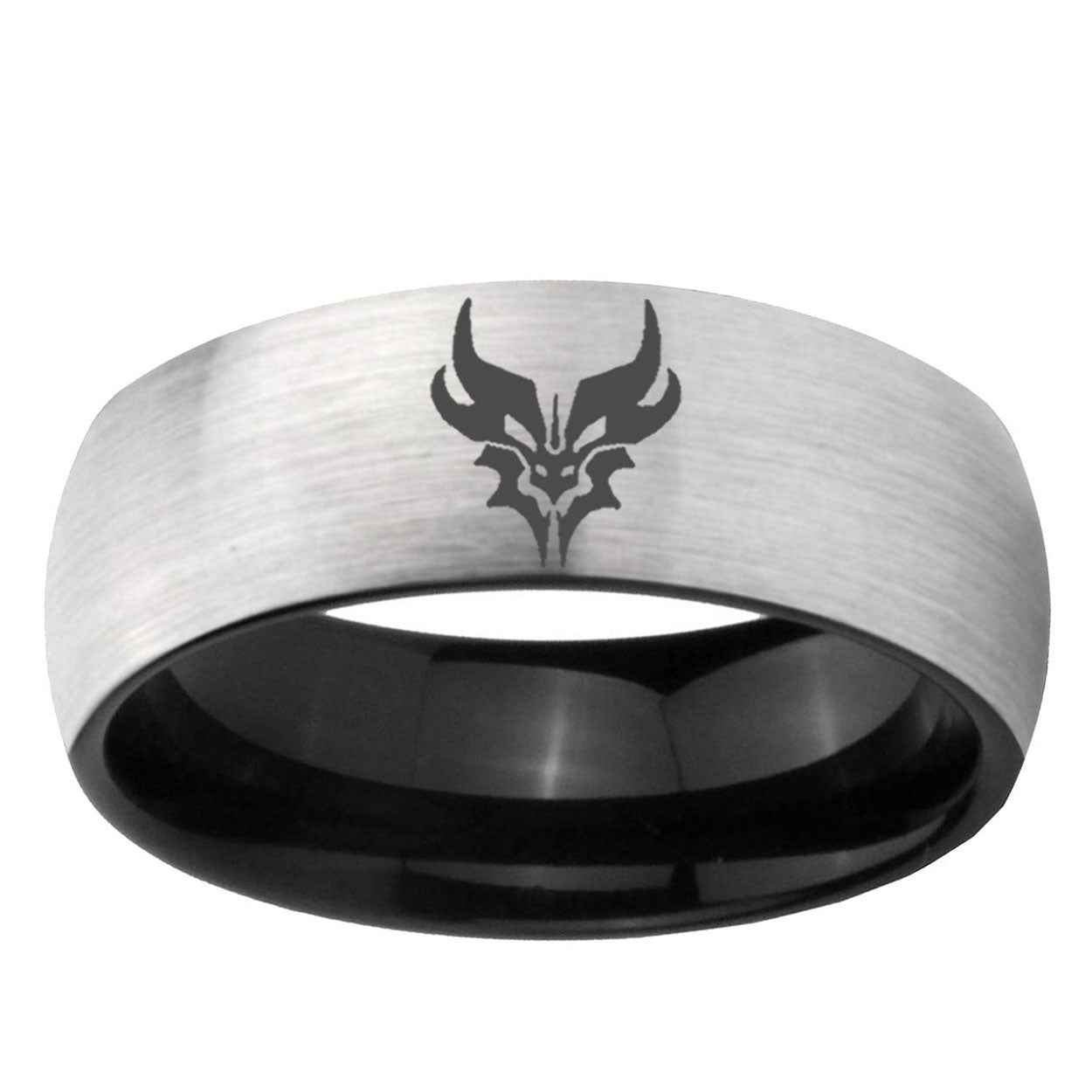 6mm Transformers Shatterback Two-Tone Classic Dome Gray Black Tungsten Promise Ring