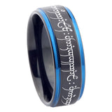 8mm Lord Of The Rings Step Edge Black Blue Steel Rings