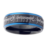 5, 8mm Lord Of The Rings Step Edge Black Blue Steel Rings