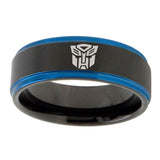 5, 8mm Transformers Autobot Step Edge Black Blue Tungsten Wedding Ring