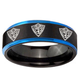 5mm Multiple CTR Blue Step Edge Black Tungsten Carbide Men's Promise Rings