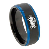 10mm-Wild-Boar-Blue-Step-Edges-Brushed-Tungsten-Carbide-Mens-Promise-Ring
