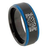 8mm-Celtic-Dog-Blue-Step-Edges-Tungsten-Carbide-Mens-Wedding-Ring