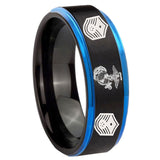 5, 8mm Marine Chief Master Sergeant Blue Step Edge Black Tungsten Men's Bands Ring