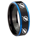 8mm Multiple Flash Blue Step Edge Black Wedding Band