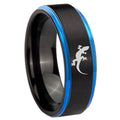 8mm Lizard Blue Step Edge Black Tungsten Ring for Men