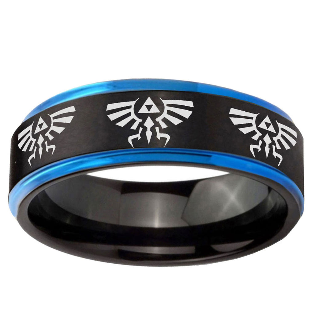 5mm Multiple Zelda Skyward Sword Blue Step Edge Black Tungsten Band