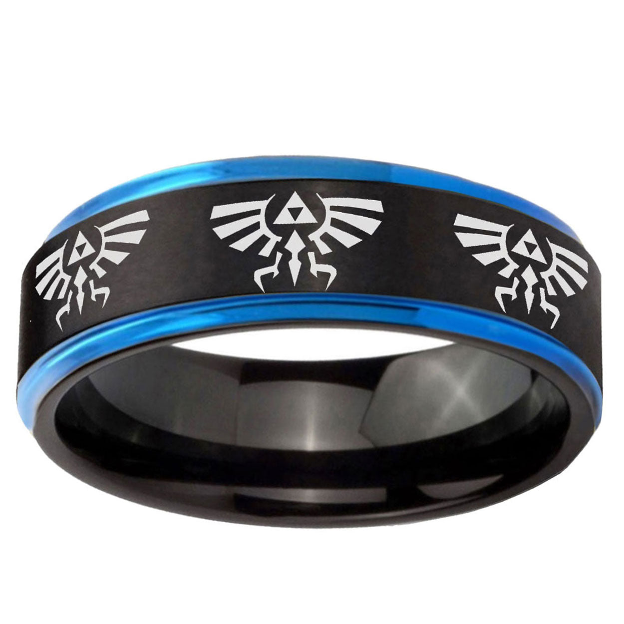 5mm Multiple Zelda Skyward Sword Blue Step Edge Black Tungsten Band