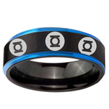5mm Multiple Green Lantern Blue Step Edge Black Unique Men Wedding Ring