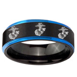 5mm Multiple Marine Blue Step Edge Black Tungsten Wedding Engagement Ring