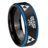 10mm-Legend-of-Zelda-Blue-Step-Edges-Brushed-Tungsten-Carbide-Mens-Promise-Ring