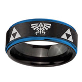 10mm-Legend-of-Zelda-Blue-Step-Edges-Brushed-Tungsten-Carbide-Mens-Promise-Ring