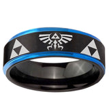 10mm Legend of Zelda Blue Step Edge Brushed Tungsten Ring