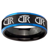 5mm Multiple CTR Blue Step Edge Black Tungsten Carbide Mens Promise Ring