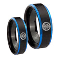 U.S. Army Blue Step Edges Tungsten Wedding Ring Set