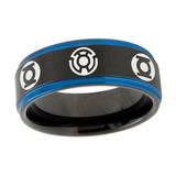 5, 8mm Blue Green Lantern Step Edge Black Blue Personalized Tungsten Rings
