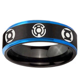 5mm Blue Green Lantern Blue Step Edge Black Tungsten Rings