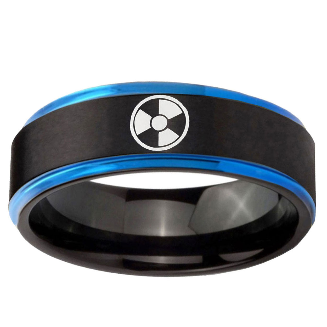 5mm Radiation Blue Step Edge Black Tungsten Ring