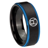 8mm Red Lantern Step Edge Black Blue Mens Tungsten Jewelry