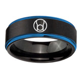 5, 8mm Red Lantern Step Edge Black Blue Mens Tungsten Jewelry