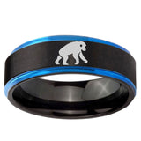 10mm Chimpanzee Blue Step Edge Brushed Tungsten Ring