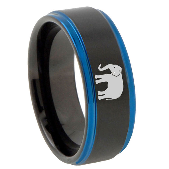 10mm-Elephant-Gold-Step-Edges-Brushed-Tungsten-Carbide-Mens-Promise-Ring