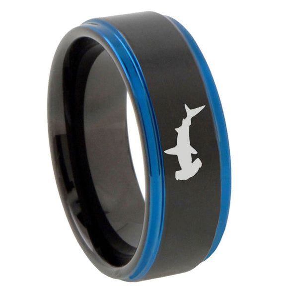 10mm-Hammerhead-Shark-Blue-Step-Edges-Brushed-Tungsten-Carbide-Mens-Promise-Ring