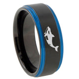10mm-Keller-Whale-Blue-Step-Edges-Brushed-Tungsten-Carbide-Mens-Promise-Ring