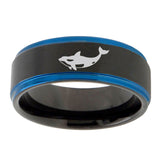 10mm-Keller-Whale-Gold-Step-Edges-Brushed-Tungsten-Carbide-Mens-Promise-Ring