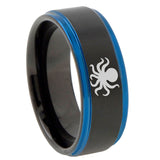 10mm-Octopus-Blue-Step-Edges-Brushed-Tungsten-Carbide-Mens-Promise-Ring