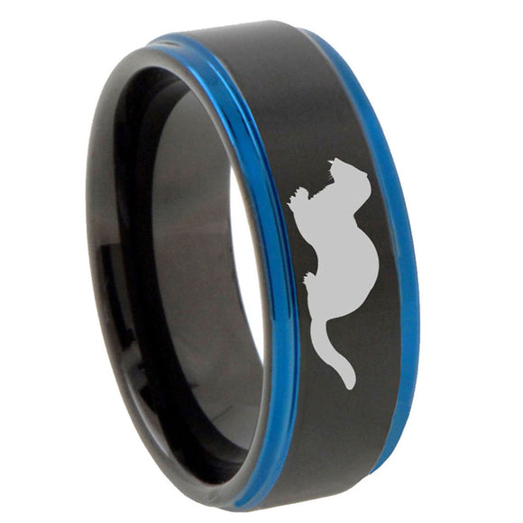 10mm-Otter-Blue-Step-Edges-Brushed-Tungsten-Carbide-Mens-Promise-Ring