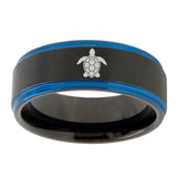 10mm-Sea-Turtle-Design-Blue-Step-Edges-Brushed-Tungsten-Carbide-Mens-Promise-Ring