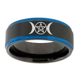 10mm-Triple-Moon-Blue-Step-Edges-Brushed-Tungsten-Carbide-Mens-Promise-Ring