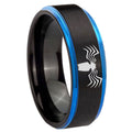 8mm Spider Blue Step Edge Black Tungsten Promise Ring