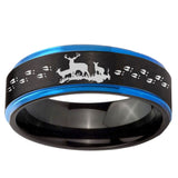 5mm Deer Hunting Blue Step Edge Black Tungsten Custom Rings