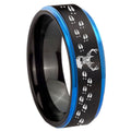10mm Deer Antler Blue Step Edges Brushed Tungsten Carbide Mens Promise Ring