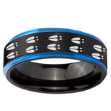 5mm Deer Tracks Blue Step Edge Black Tungsten Carbide Men's Wedding Band